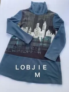 LOBJIE ロブジエ チュニックニット M 日本製 秋冬　グリーン×黒柄