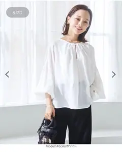 田中亜希子さんコラボ 前後2WAYシアー楊柳レイヤードブラウスのサムネイル
