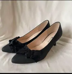 DIANAダイアナ　スムース　レザー　ブラックリボン　パンプス　23cm