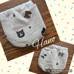 ネコの刺繍　コロンとした可愛いバネポーチ