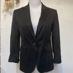 良品 ストロベリーフィールズ ブラック テーラードジャケット 裏地なし 薄手