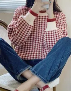 GRL チェック柄ニットトップス【cu393】