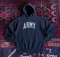 USA古着 ARMY ヘビーウェイト プルオーバー パーカー ブラック M