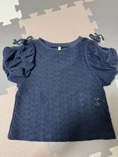 GU 女の子　ネイビー レース調 半袖Tシャツ 110