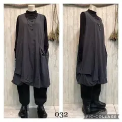 032 新品 夢地哉mujiyaムジヤ 変形チュニックワンピース