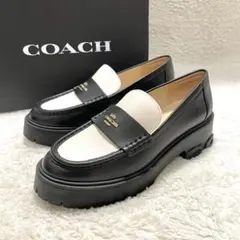 箱付き未使用 COACH コーチ ルーシー 厚底 レザーローファー バイカラー