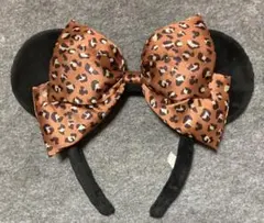 ディズニー　カチューシャ　ヒョウ柄　茶色　リボン　ミニー　激レア　希少