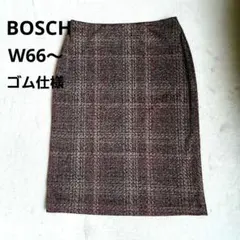 BOSCH チェック柄ブラウン系 ひざ丈スカート　シルバーラメ入りのサムネイル