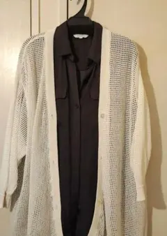 未使用に近い！ホワイトメッシュカーディガン 長袖