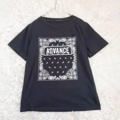 イング Tシャツ ペイズリー柄 ロゴ 半袖(M) 黒 バンダナ風 ストリート