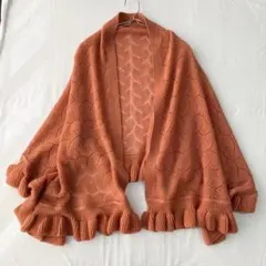 3way ショール ストール マフラー ひざ掛け 裾フリル 透け感 61×154