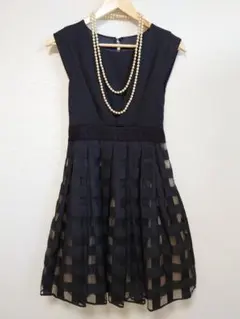 フォーマルドレス　チェック　結婚式　お呼ばれ　パールネックレス付き