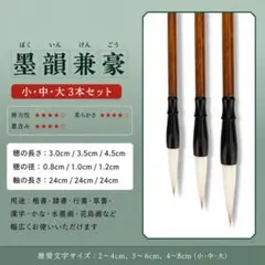 書道筆 3本セット 兼毫筆 毛筆 習字筆 初心者向け 書道用 墨画 小中大セット