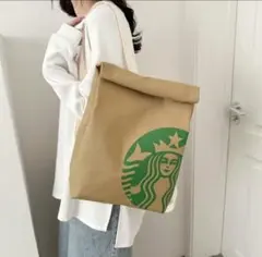 海外スターバックス　紙袋風　リュックサック　大容量丈夫　おしゃれ