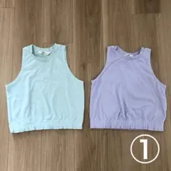 H＆M 水色・薄紫 ノースリーブタンクトップ ①汚れ少なめのサムネイル