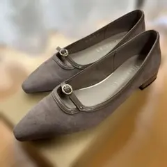 極美品　LE TALON グレー フラットシューズ ポインテッドトゥ