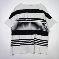 自由区 クレープストレッチボーダーニット　【UVカット・洗える】　現行販売品のサムネイル