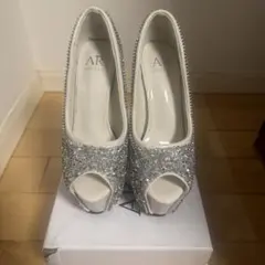ANGELR ビジュー オープントゥ パンプス ハイヒール y93 - メルカリ
