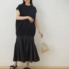 アダムエロペ✴︎Tシャツドロスト ドッキングワンピース タフタ 半袖