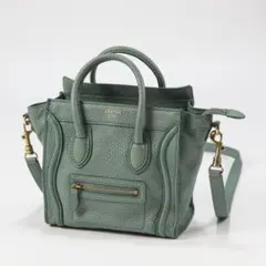 希少 CELINE フィービー期 ラゲージ ナノショッパー グリーン 旧ロゴ