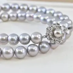 超大珠】本真珠 グレー パールネックレス 約9.3-10.5mm シルバー金具