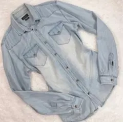 ザラ デニムシャツZARA MAN アメカジ インディゴ ブルー M