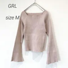グレイル GRL ピンク リブニット ショート丈 春 おしゃれ かわいい 無地