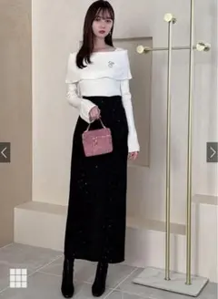 GRL グレイル ラメスパンコールツイードタイトスカート【dk1299】