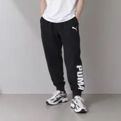 PUMA プーマ スウェットパンツ ジョガーブラック 黒 デカロゴ 裾リブ L