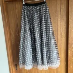 グレー系チェック フレアスカート
