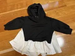 女の子キッズ パーカー 90cm 黒/白