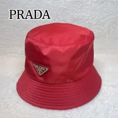 【美品】 PRADA プラダ バケットハット レッド ナイロン トライアングルのサムネイル