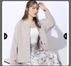 パール釦コクーンニットジャケット