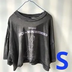 【H＆M ❤️❤️】Disney Alice Tシャツ　グレー切りっぱなしTシャツ