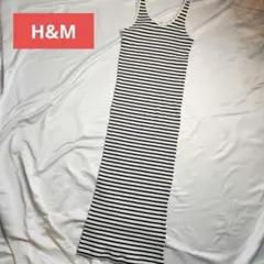 H&M ストライプ ノースリーブ ロングワンピース M