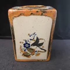 メキシコ＊トナラ焼き 民芸品 フラワーベース 花瓶 グリーン/スクエア