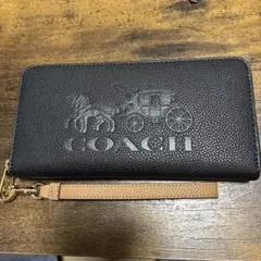新品　COACH 長財布 ストラップ付き ブラックのサムネイル