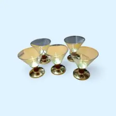 レトロ カクテルグラス 5個セット ゴールド脚のサムネイル