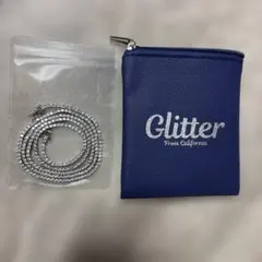 Glitter シルバー ネックレス ポーチ付き - メルカリ