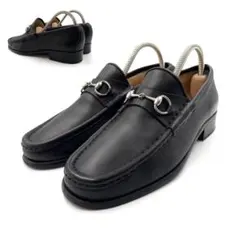 《超美品》グッチ ホースビット ビットモカシン レザー 黒系 37 0255