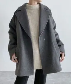 オーバーサイズ グレー チェスターコート