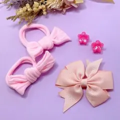 【H-3】 ヘアアクセサリー 3点セット ヘアゴム ヘアクリップ リボン 花