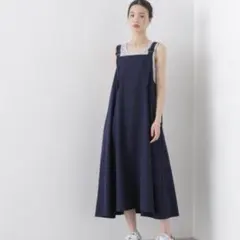 nano universe サロペット フレアワンピース ネイビーのサムネイル