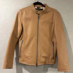 ベージュ レザー シングルライダースジャケット　DOWBL サイズ42 S