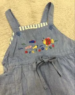 オールドミキハウス　ロンパース サロペット　90 T90-G13 ブルー　魚刺繍