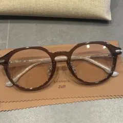 Zoff Kirimaru ブラウン ラウンドメガネ ケース付き