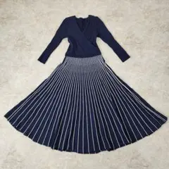 Diagramグレースコンチネンタル ネイビー カシュクールリブニットワンピース