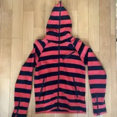 Hurley ボーダー レッド ブラック ジップアップフーディー Y2K