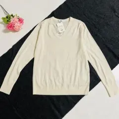 新品タグ付き✨UNIQLO エクストラファインメリノVネックセーター　Mサイズ