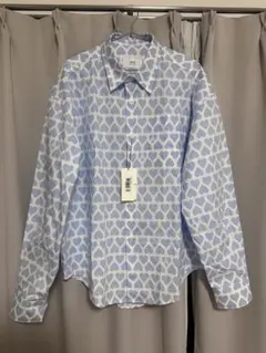 Ami Paris アミパリス 水色 長袖シャツ ハート総柄 Lサイズのサムネイル